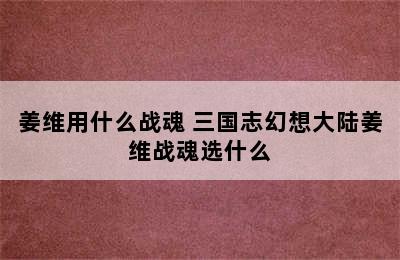 姜维用什么战魂 三国志幻想大陆姜维战魂选什么